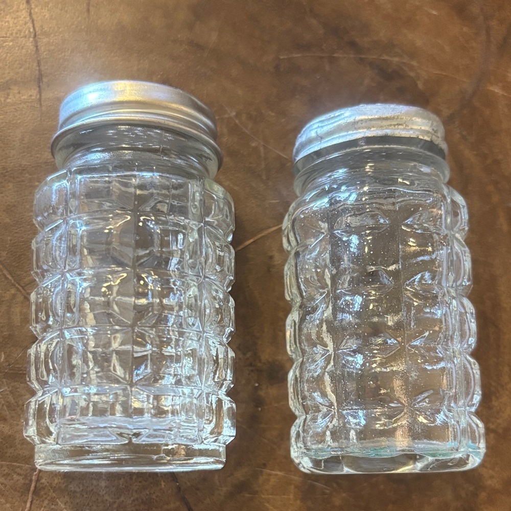Vintage  Anchor Hocking Waffle pattern glass Salt Pepper Shaker